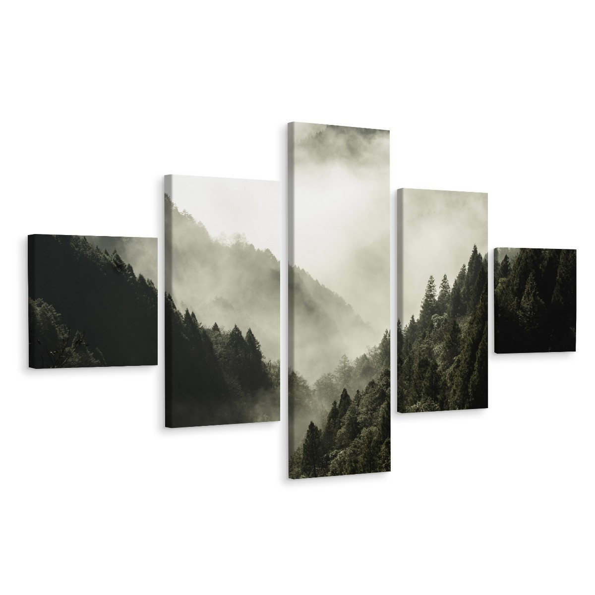Obraz 5-Częściowy LAS WE MGLE Natura 3D 150x90cm