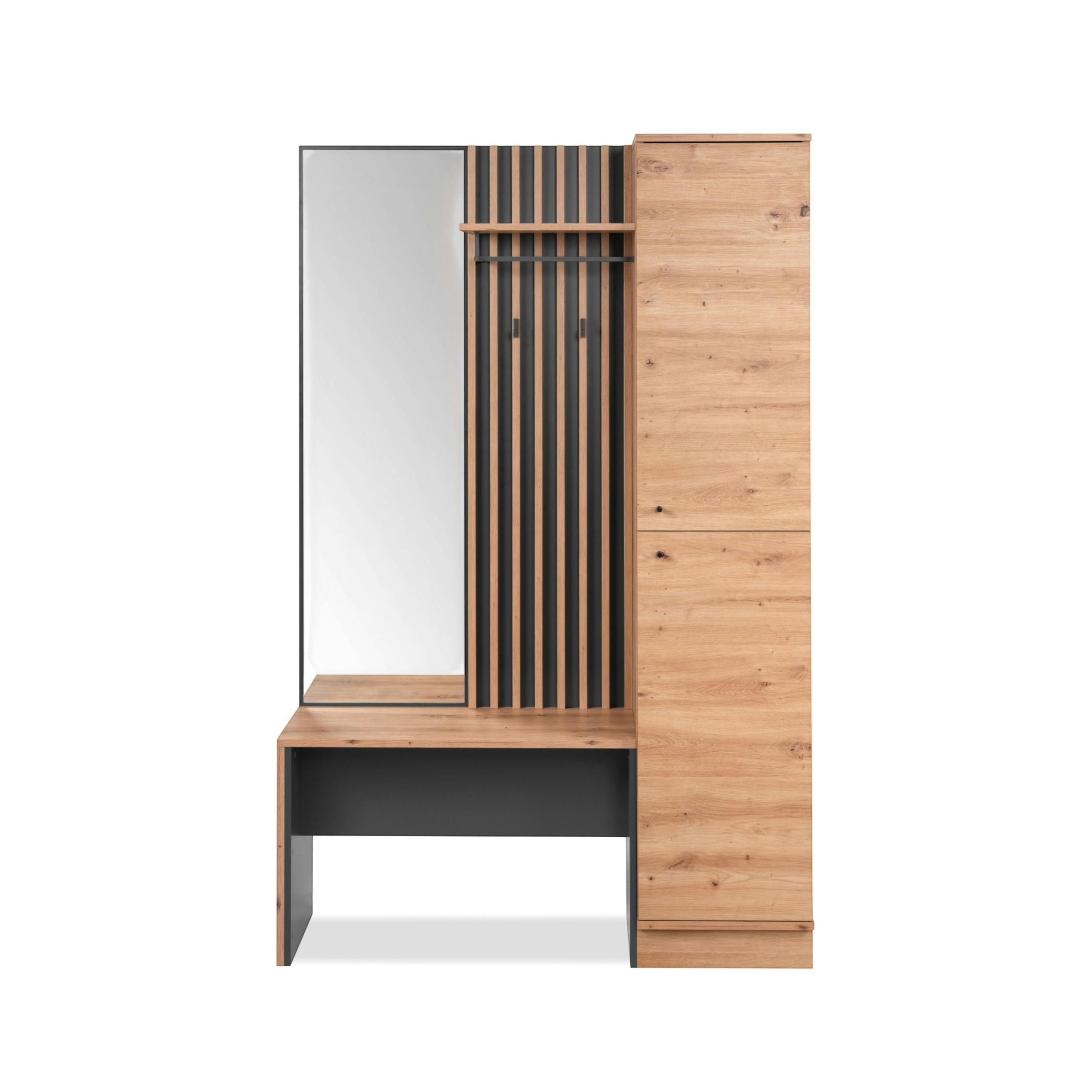 Vestiaire d'entrée moderne 1 porte 1 banc 1 miroir ALVA