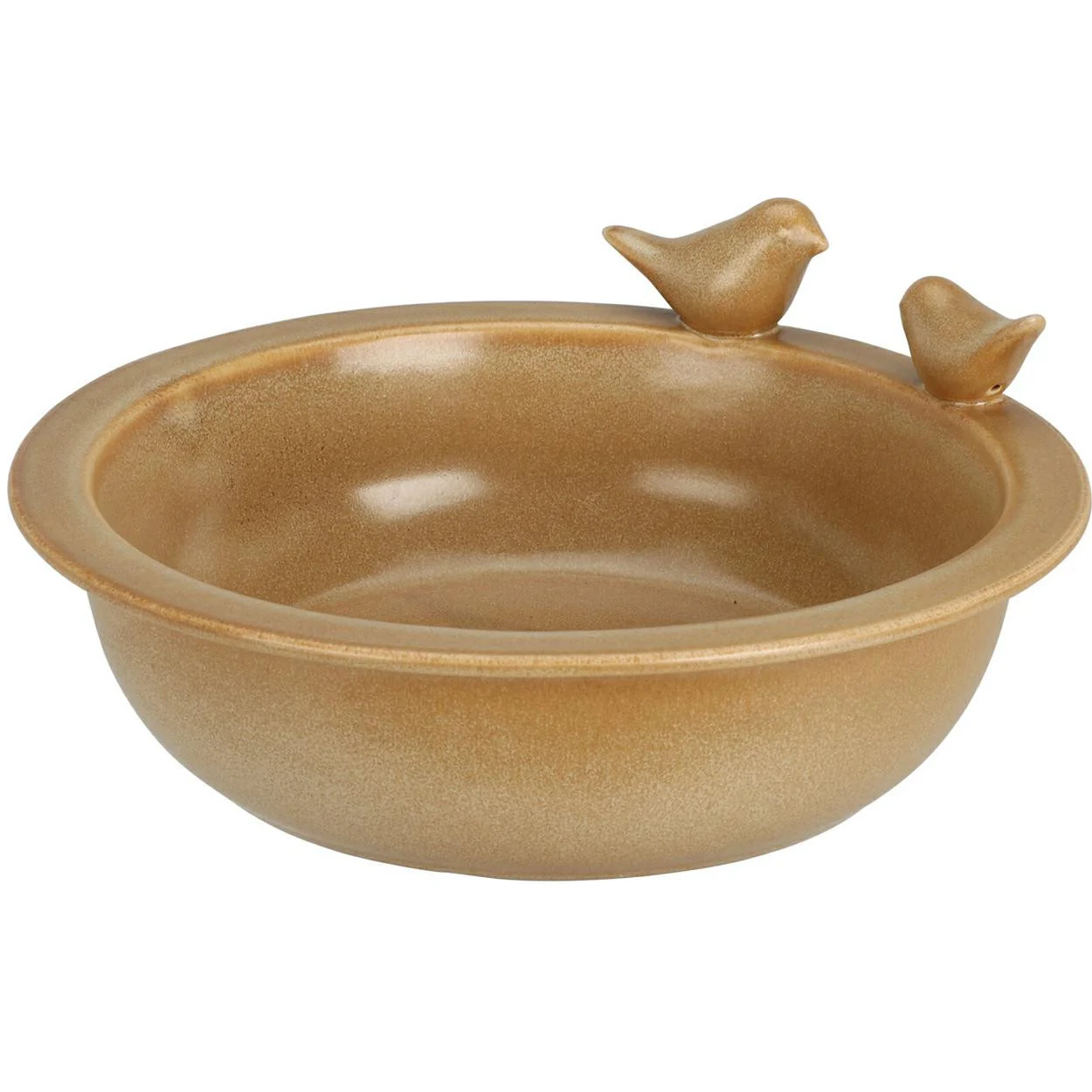 Ceramiczne poidło dla ptaków beżowe 24 cm z figurkami ptaszków retro