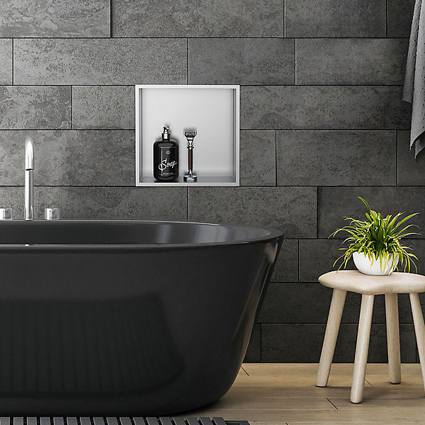 Niche murale de douche encastrée étagère argent en acier inoxydable 30x30x10 cm