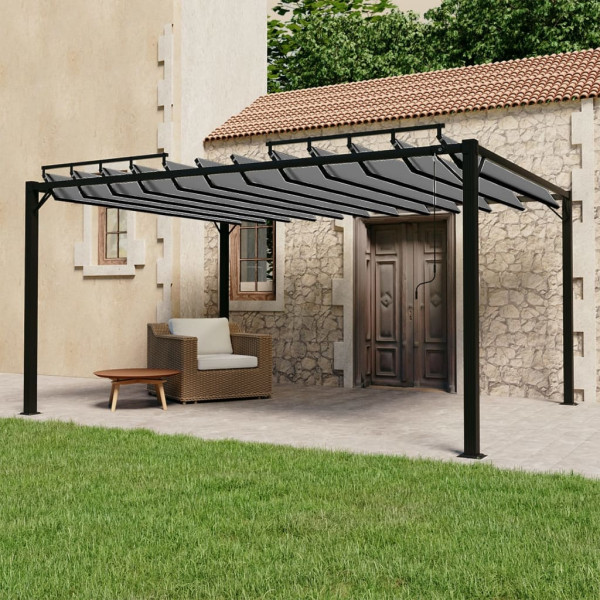 Altana Ogrodowa Ze Zwijanym Dachem Pergola Ogrodowa Antracytowa 3x4 m