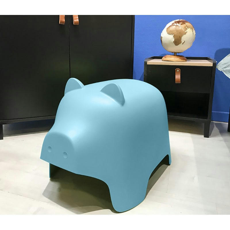 COCHON - Chaise enfant en plastique bleu