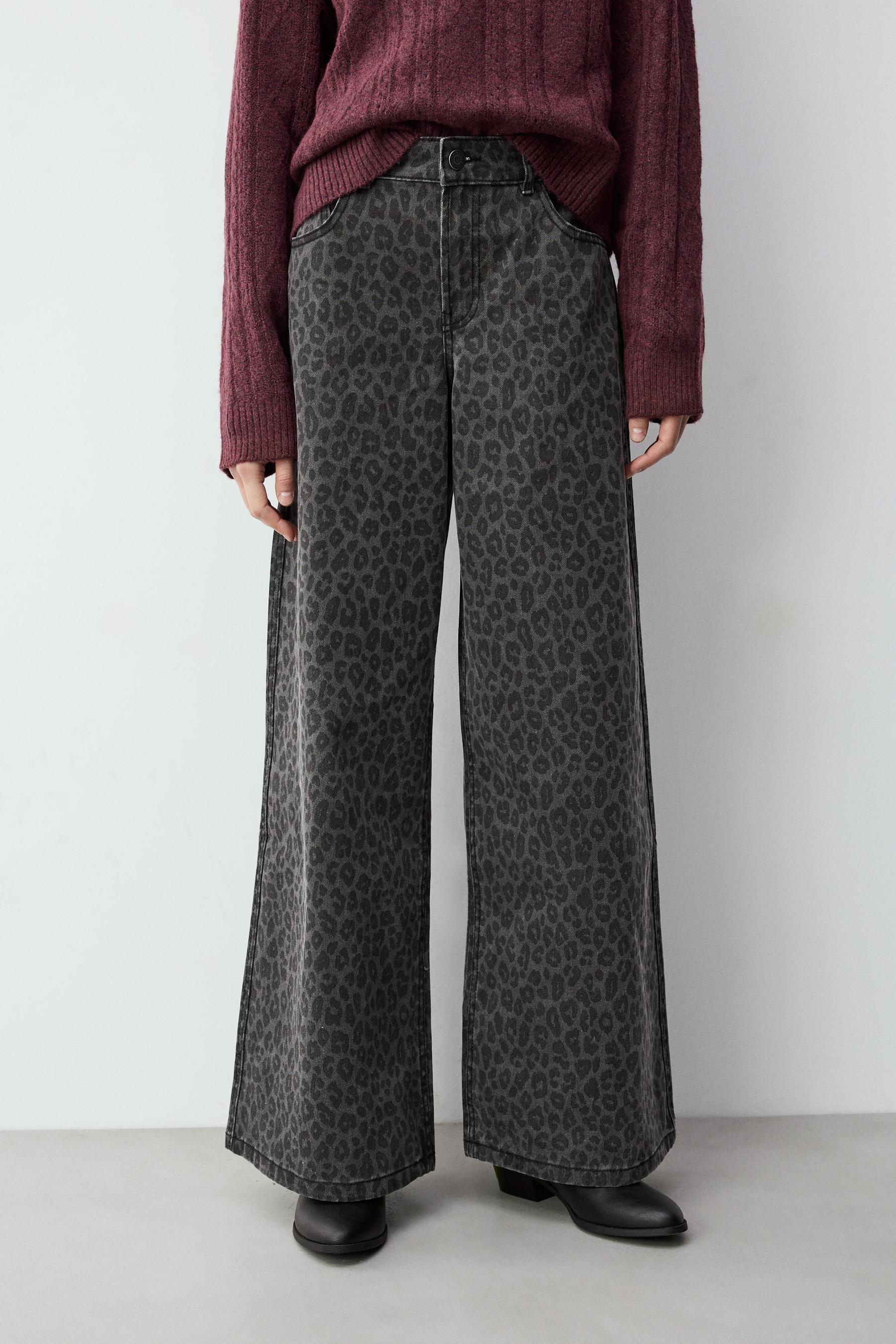 Jeans wide leg animal print