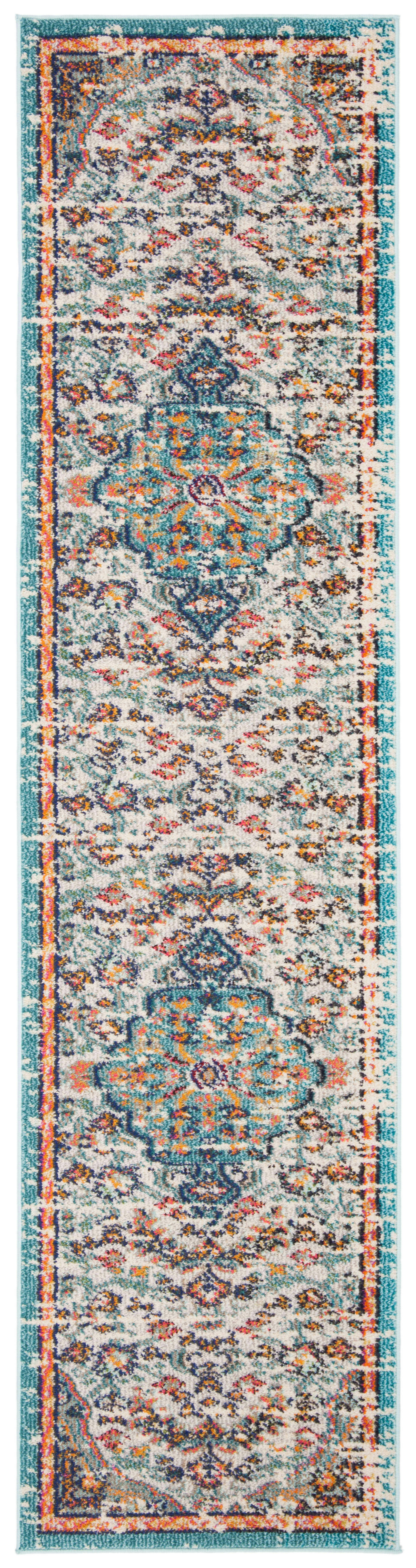 MADISON - Tapis de salon interieur en gris & bleu clair, 61 x 244 cm