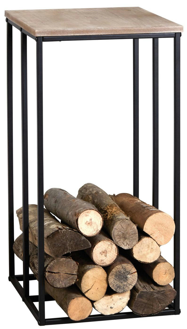 - Sellette porte-bûches en métal et bois rondo
