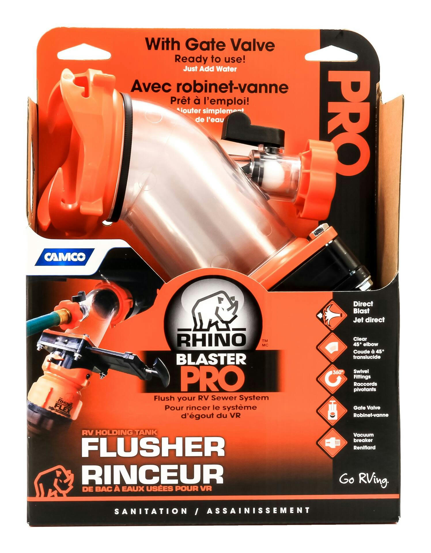 CAMCO 39085 Rhino Blaster Pro RV Waste Holding Tank Flusher with Gate Valve