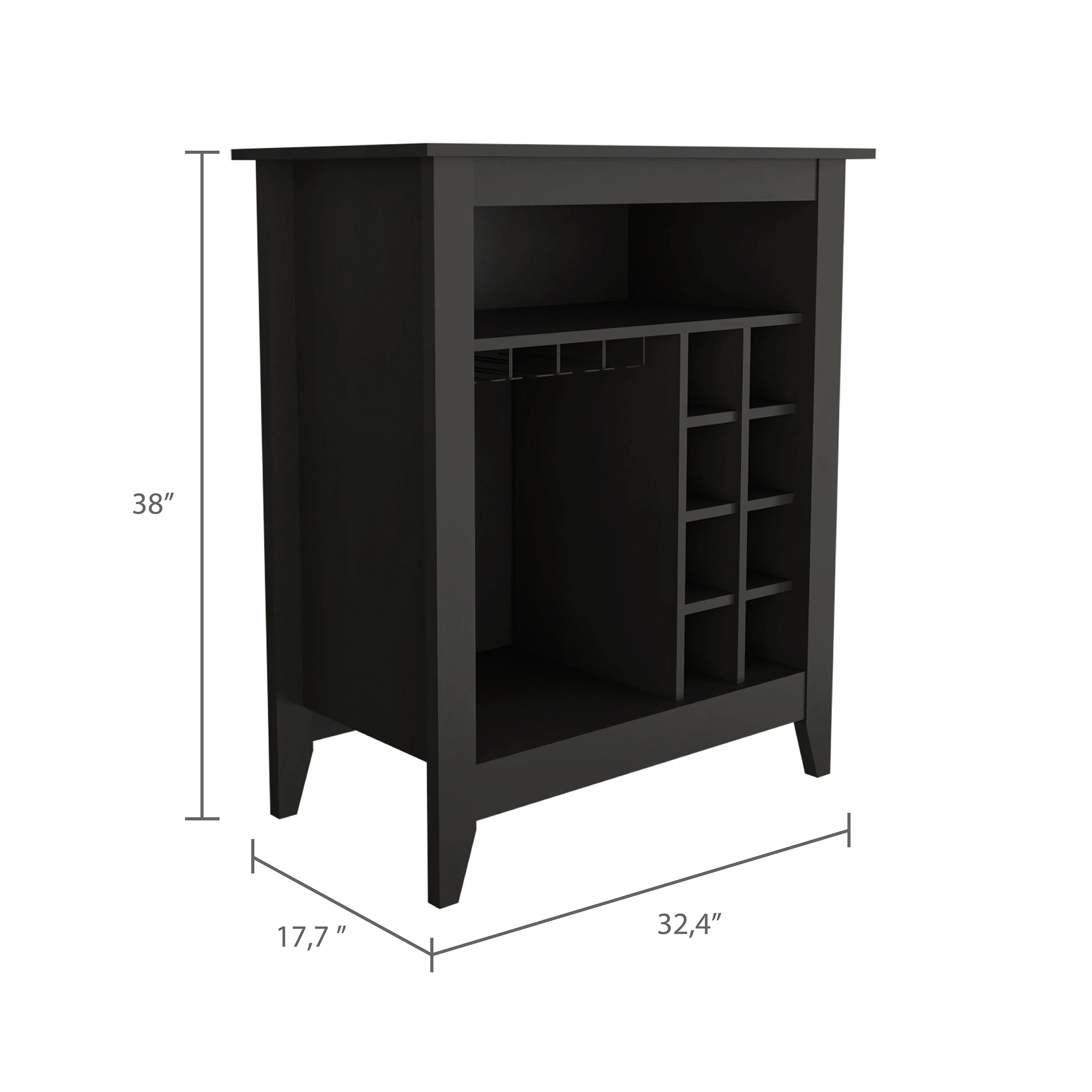 FM Furniture Future Soft Modern 8-Cubby Bar Cabinet with Shelf