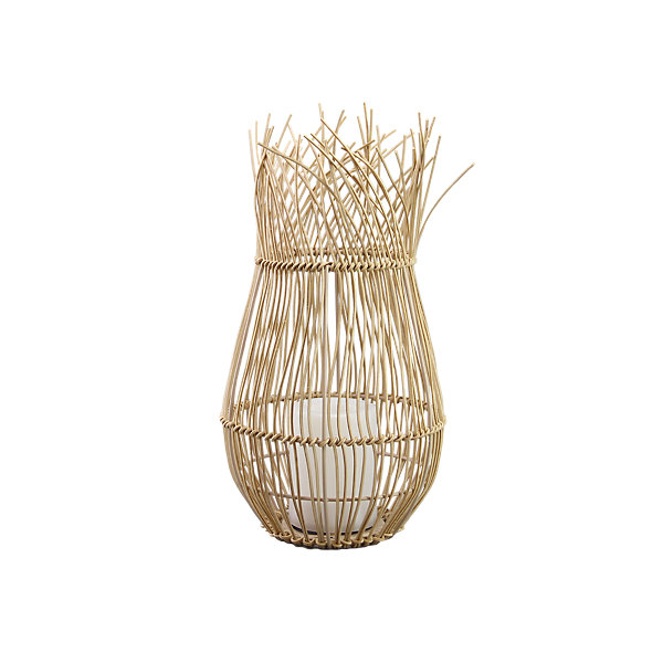 Lampe solaire NATURELIA SOLAIRE en rotin tressé - Lumière vacillante effet bougie