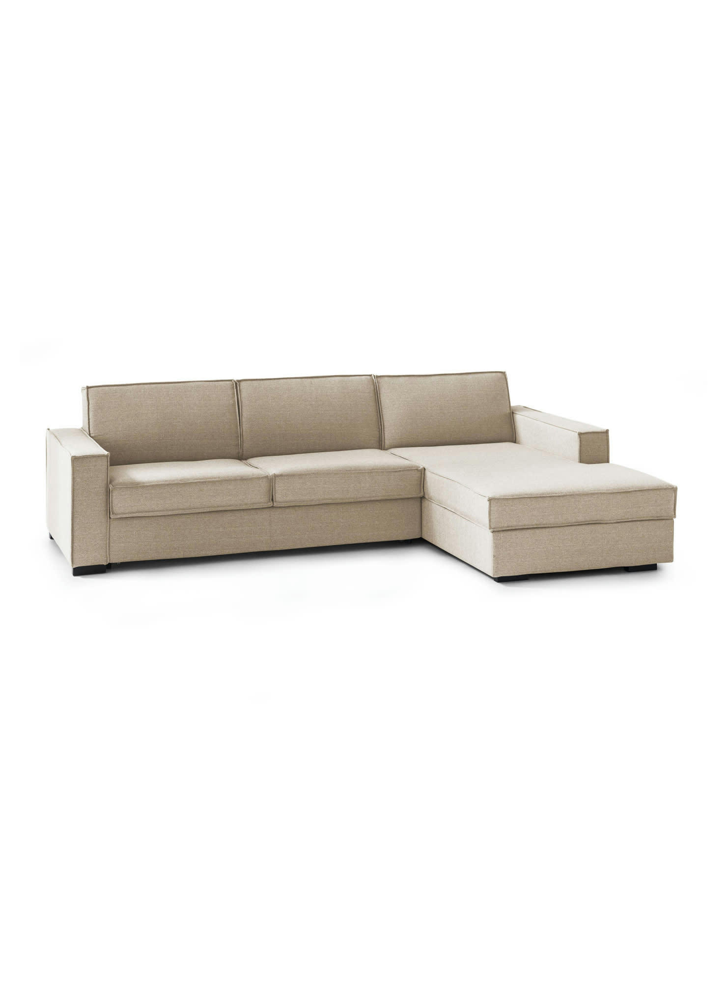 DLOVIS - Canapé d'angle fixe 3 places en tissu beige