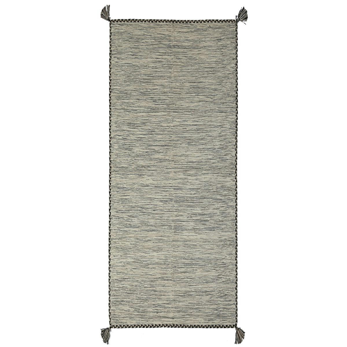 SAHARA - Tapis 100% coton tissé et tressé blanc 50x120