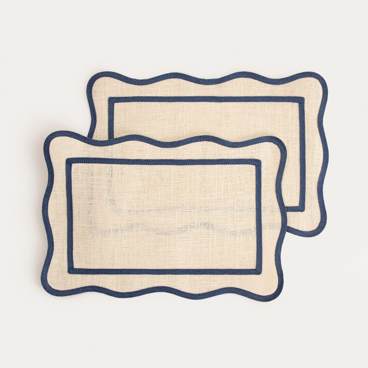 Maty stołowe VIENTO z dekoracyjną niebieską lamówką, zestaw 2 szt. 30x45cm