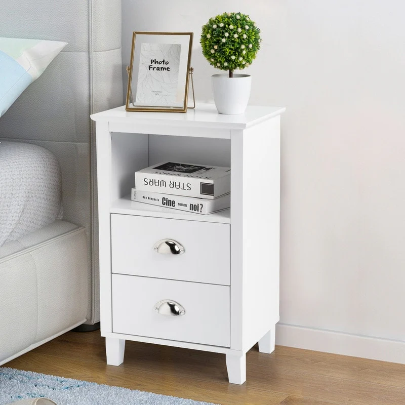 MDF Nightstand with Two Drawers