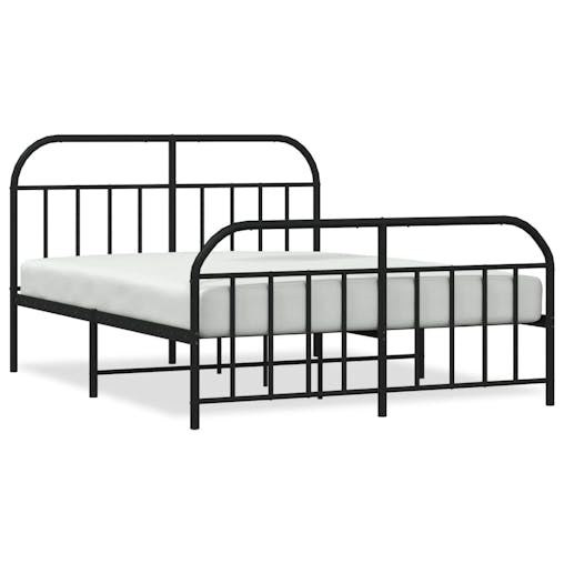 NNEVL Metal Bed Frame with Headboard and Footboard Black 183x203 cm King