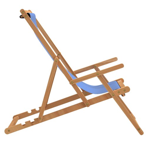 NNEVL Folding Beach Chair Solid Wood Teak Blue