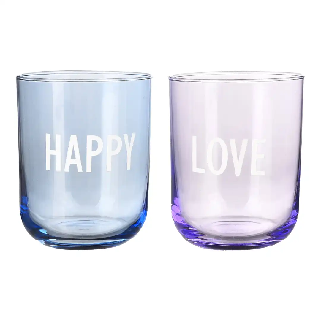 Wasserglas-Set Happy & Love Blau, 2 -tlg