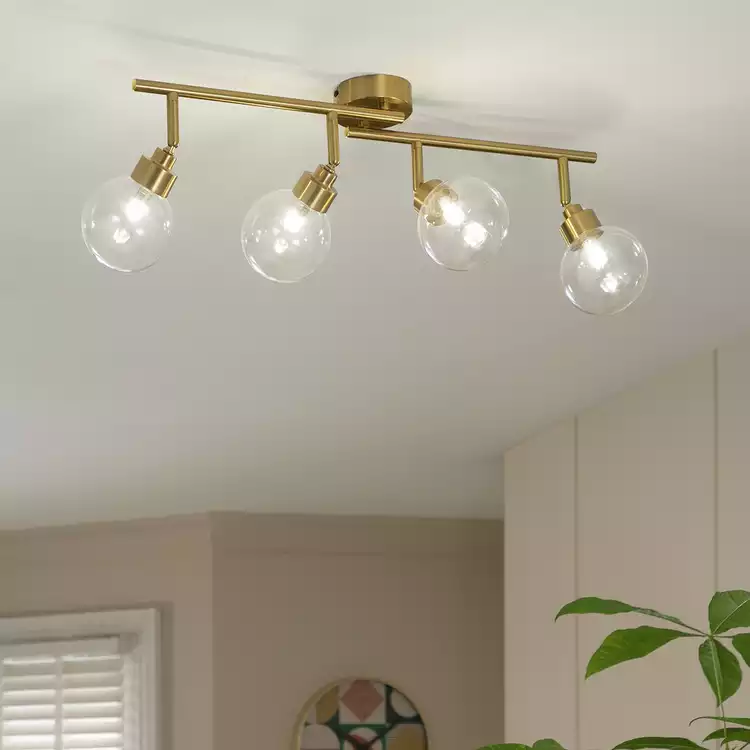 Habitat Tay Steel 4 Lights Spotlight Bar - Brass
