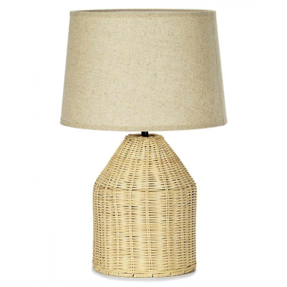 - Lampe à poser en rotin tressé et abat-jour beige - 30x30x47cm