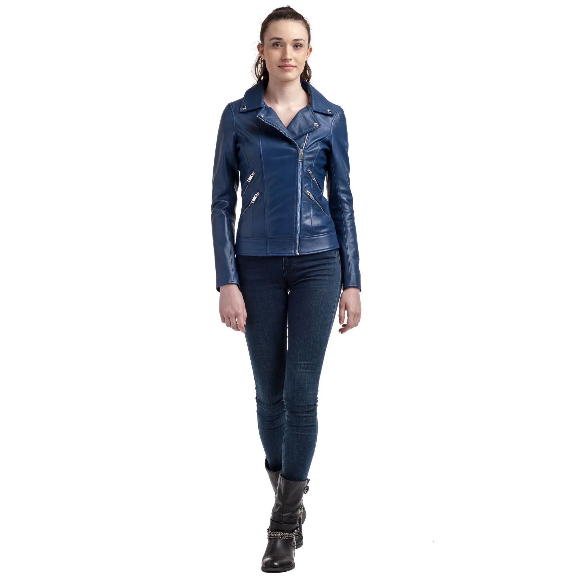 Perfecto bleu royal en cuir DENISE