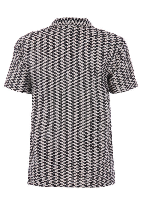 Older Boys Black & White Stripe Crochet Shirt