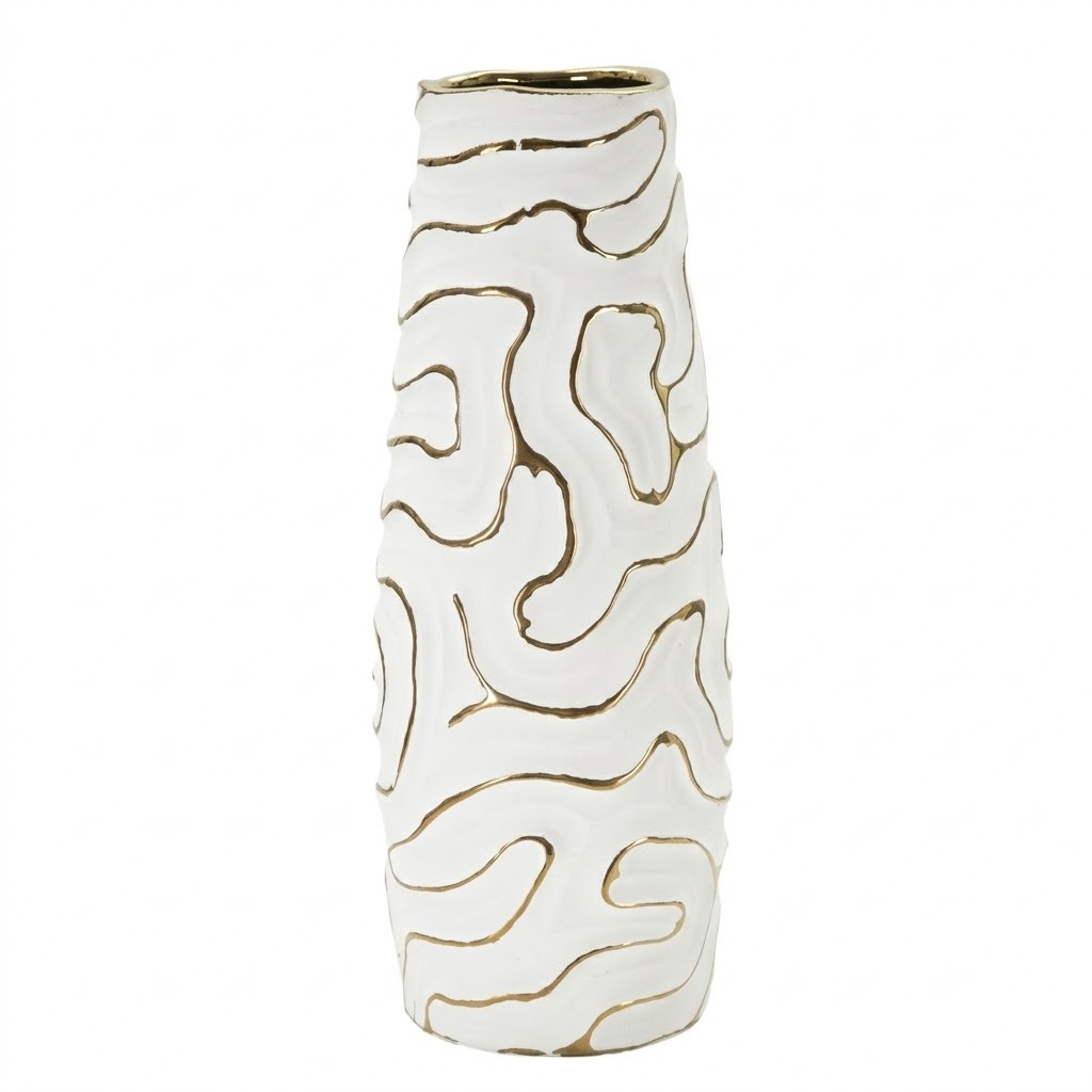 Wazon ceramiczny LIA, biały, Ø 14,5x39,5 cm
