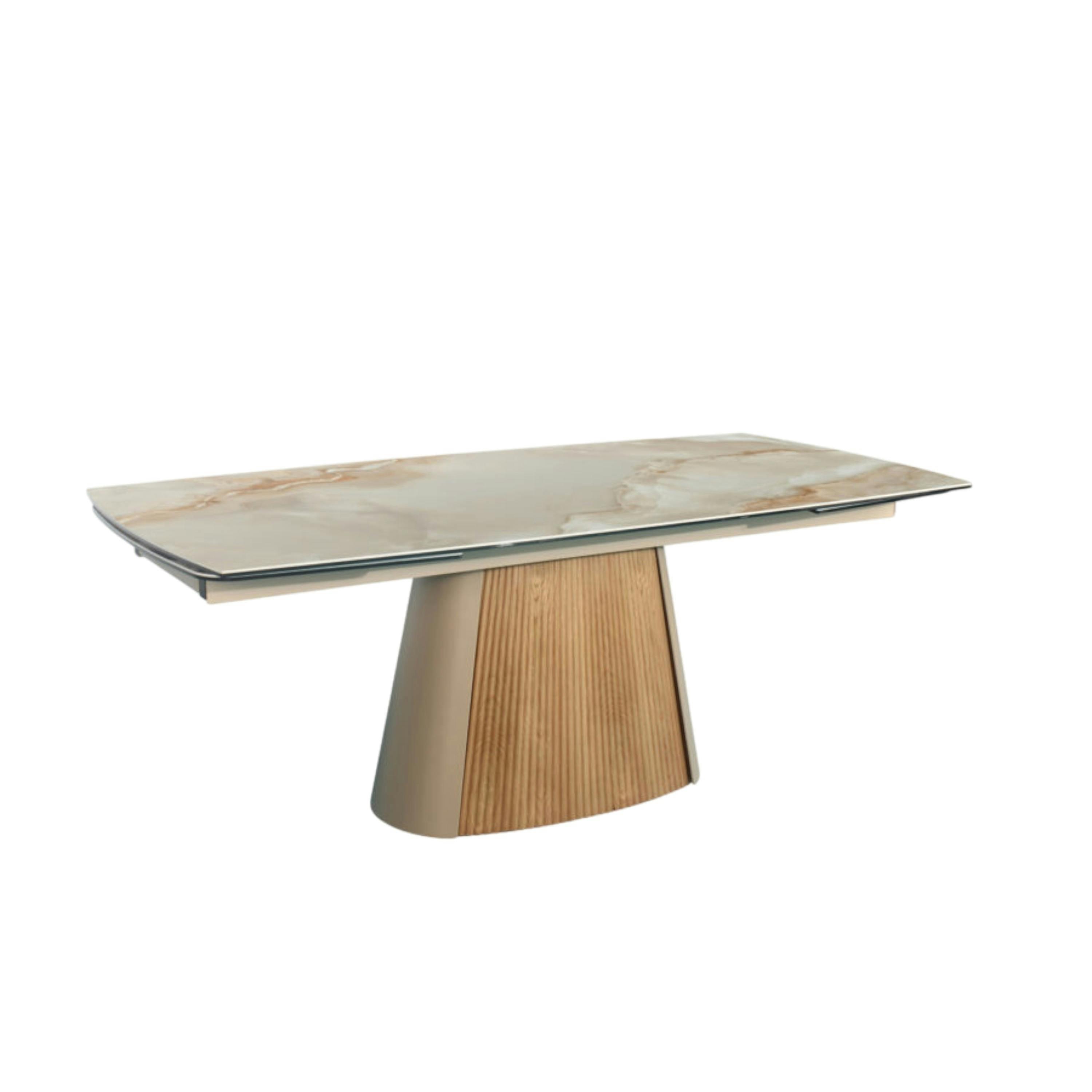 Table extensible céramique effet marbre beige 200-300 cm LOMBARDIE