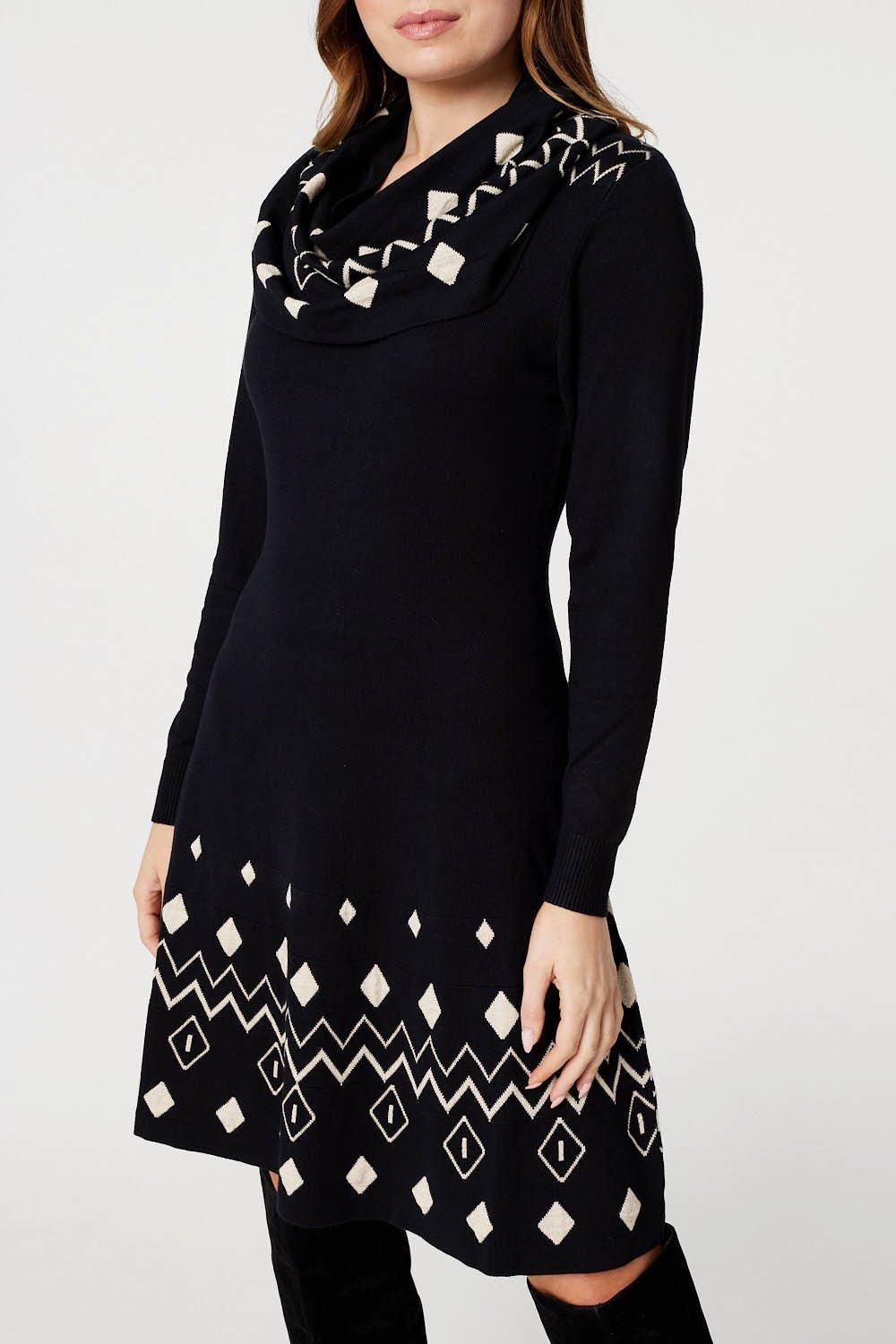 Izabel London Printed Knit Skater Dress
