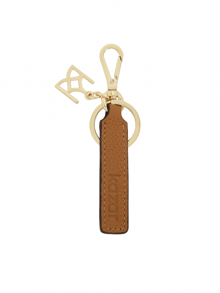 Light brown leather key ring on a snap hook