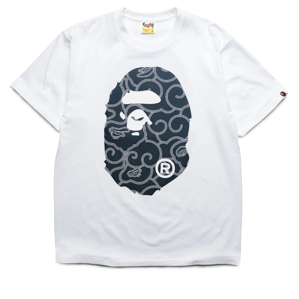 A Bathing Ape Japanese Cloud Camo Big Ape Head Tee - White