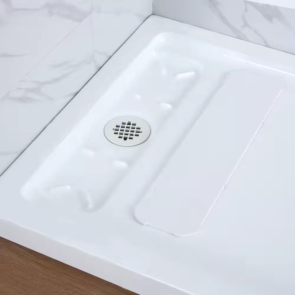 OVE Erika Shower Pan Base with Rectangle Dish, White, 48 x 32 x 2.8-in