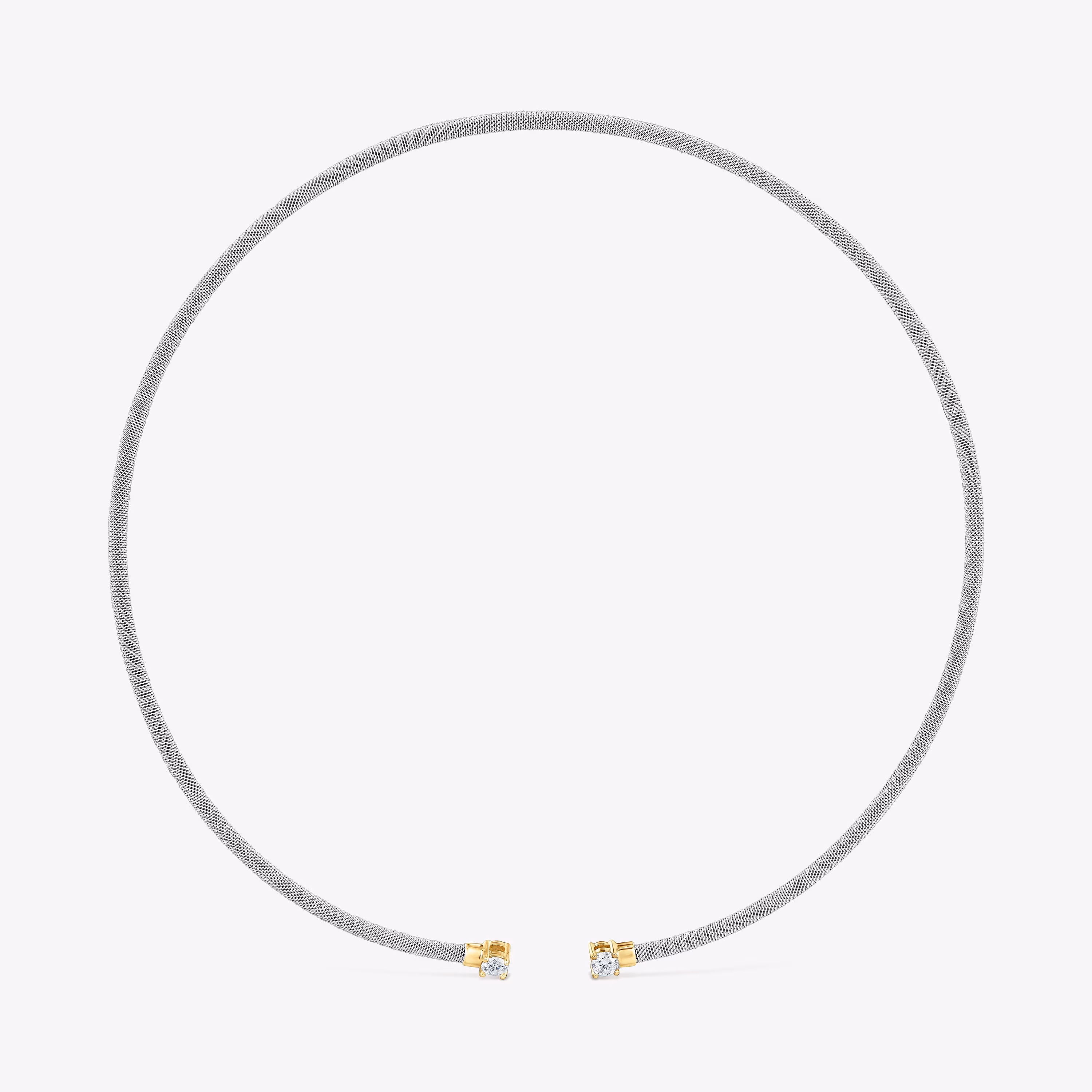 Collar abierto de acero, oro 14 kt  y diamantes creados en laboratorio TOUS Mesh LGD