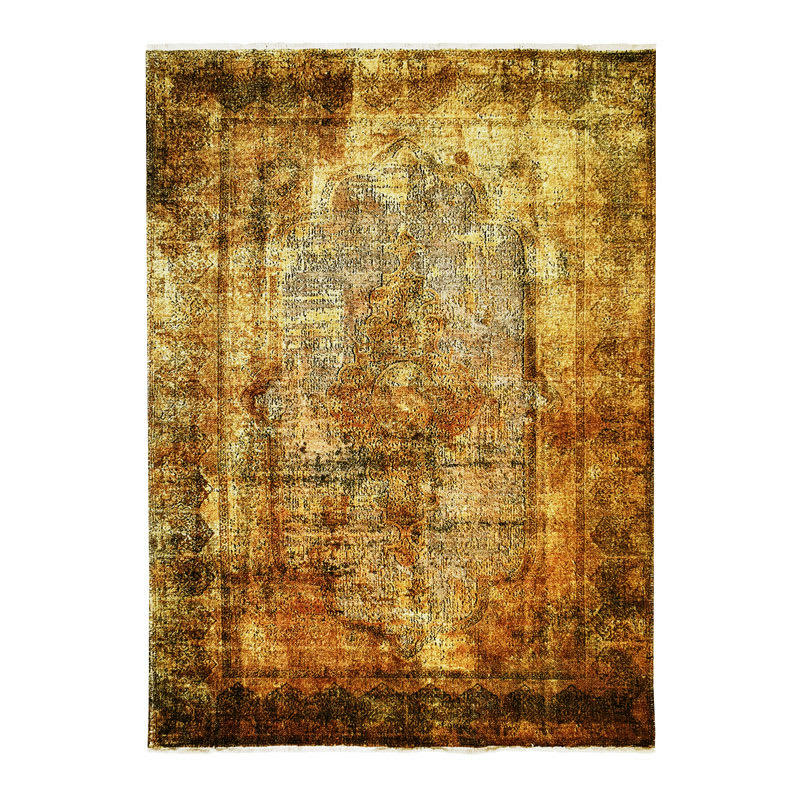 USURE - Tapis extra-doux motifs effet vintage médaillon jaune 120x170