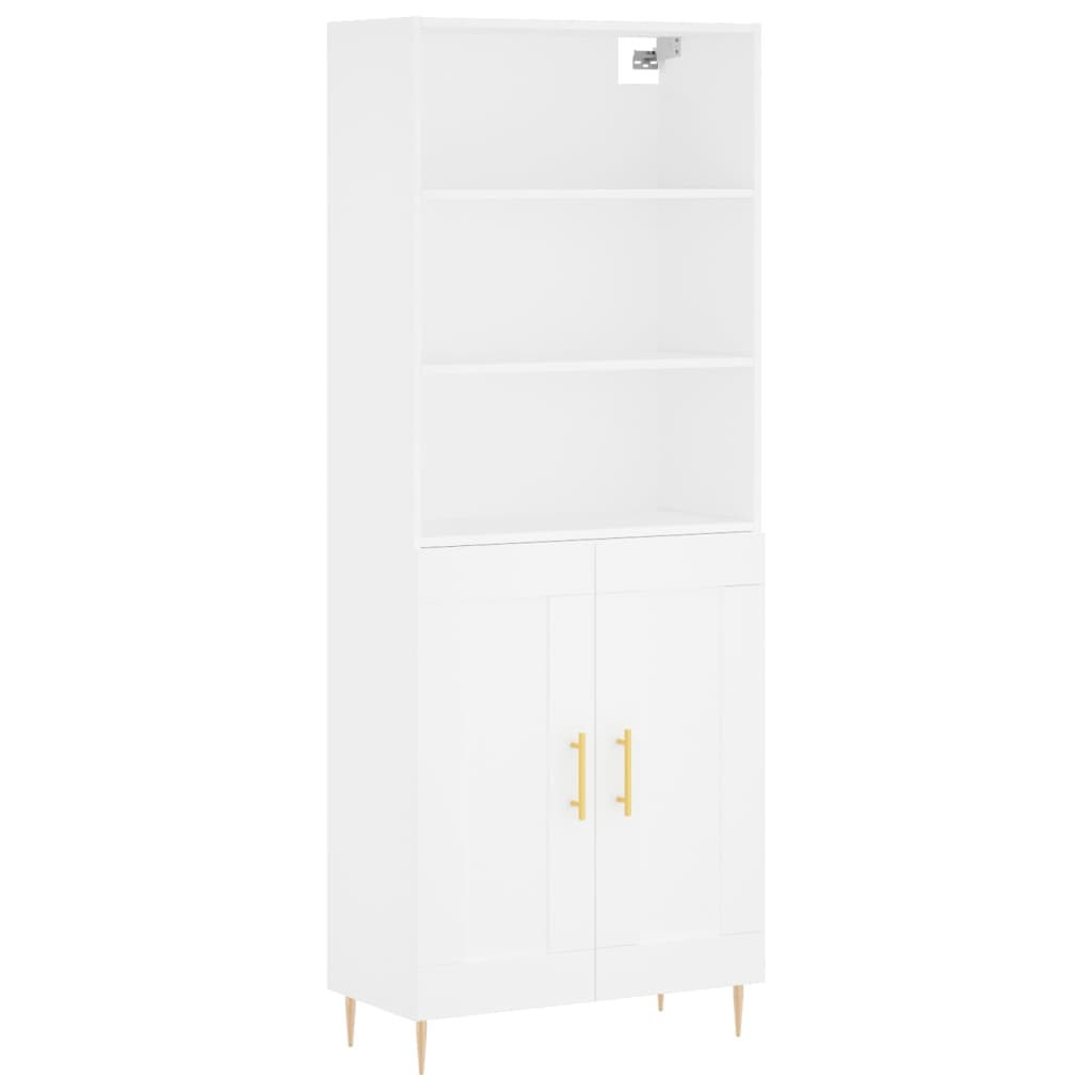 Szafka Witrynka Biała z Drzwiami 69.5x34x180 cm do Salonu Pokoju