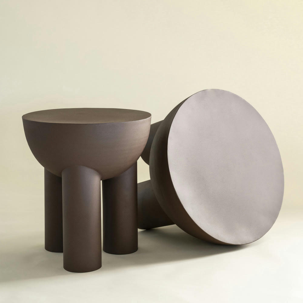 OLLIE - Table d'appoint en métal D43,5cm marron