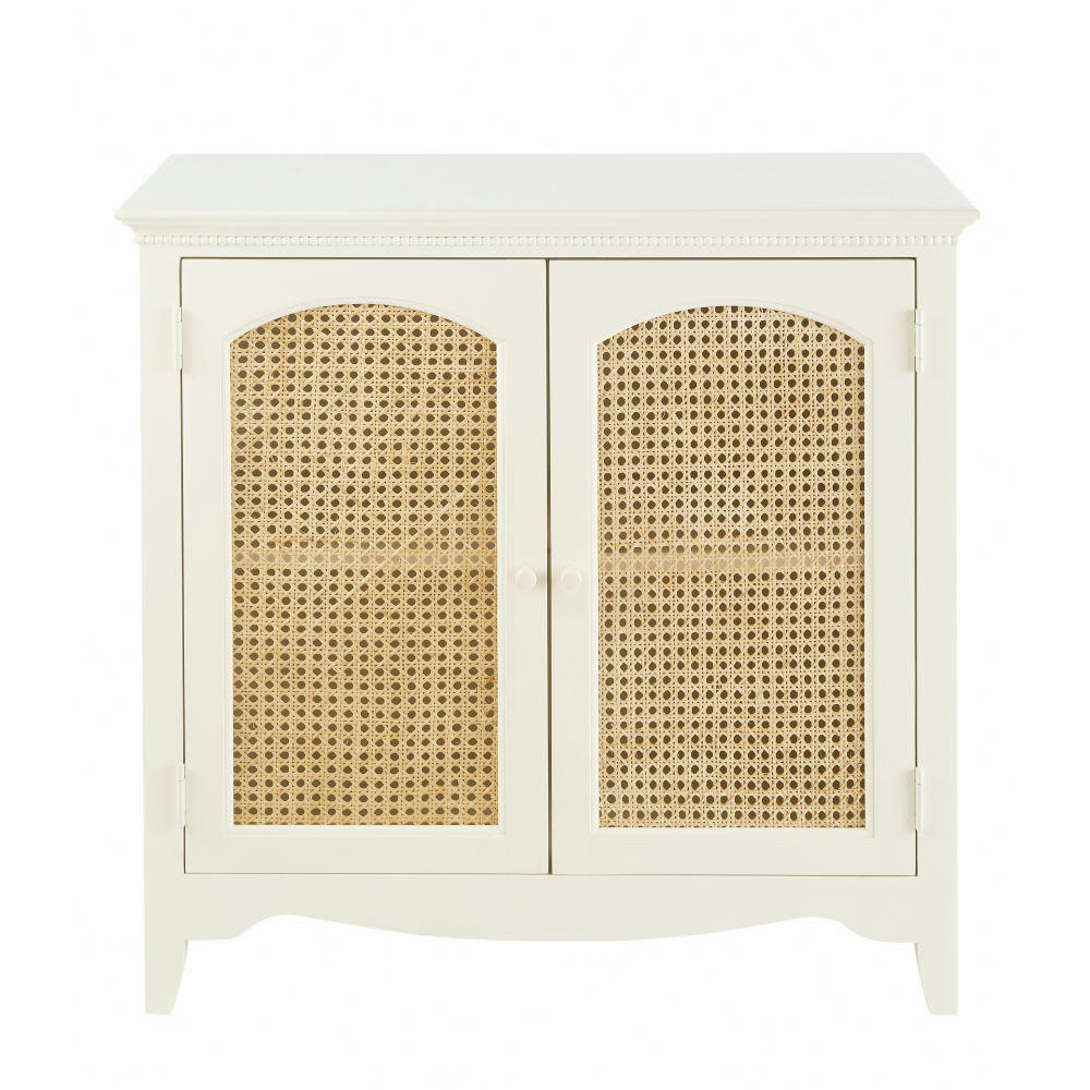 Debbie - Buffet enfilade 2 portes en cannage blanc cassé