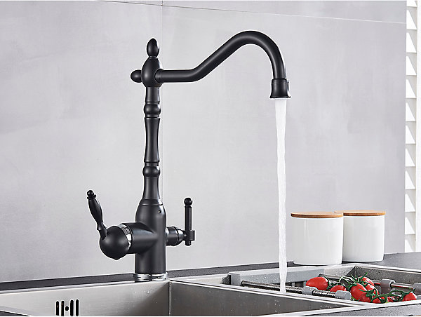 Mitigeur de Cuisine en Laiton Noir Mat Vintage