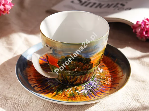 Filiżanka ze spodkiem 0,35 L / 17 cm ręcznie malowana - Polana Jesień (6) DA.FS35-6