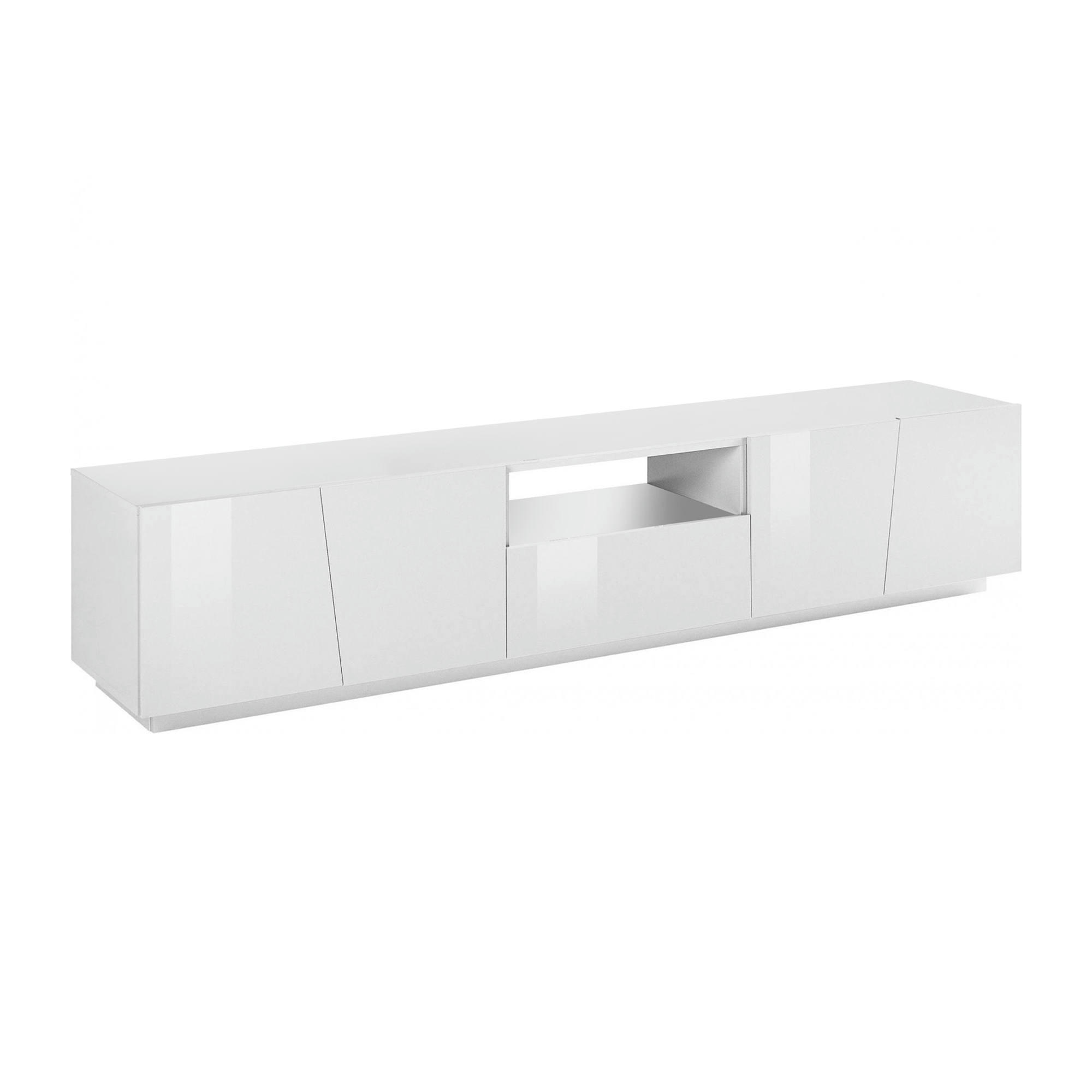 DLORI - Armoire avec 4 portes effet bois blanc brillant 220x43h46 cm