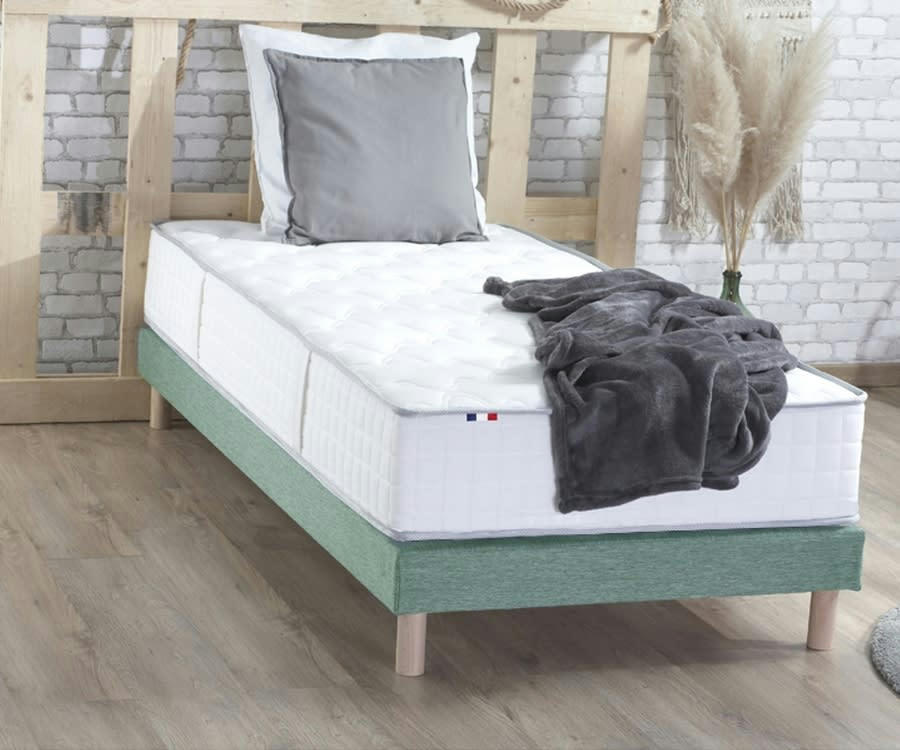 ENSEMBLE COSMOS - Ensemble matelas ressorts sommier vert 90x190