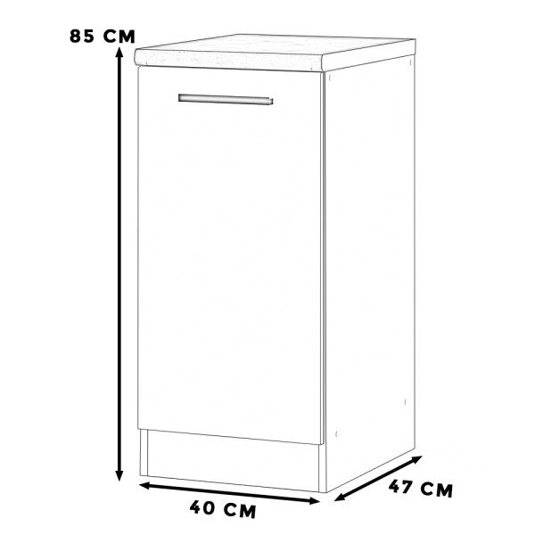 Szafka kuchenna stojąca z blatem blande 40cm wotan biały mat