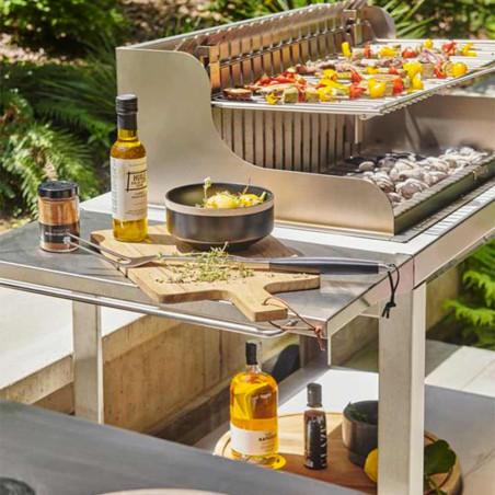 Barbecue charbon tournebroche Irissarry Inox V2   chariot - Le Marquier