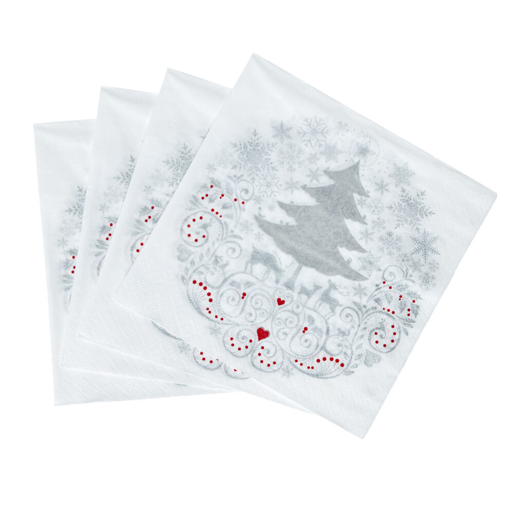 Serviette jetable motif sapin givré x20
