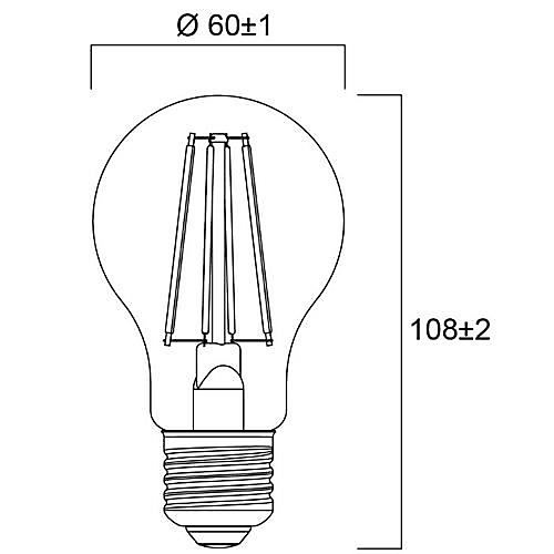 Ampoule LED TOLEDO Retro satiné 2700K 827 A60 E27 8W - SYLVANIA - 0029339