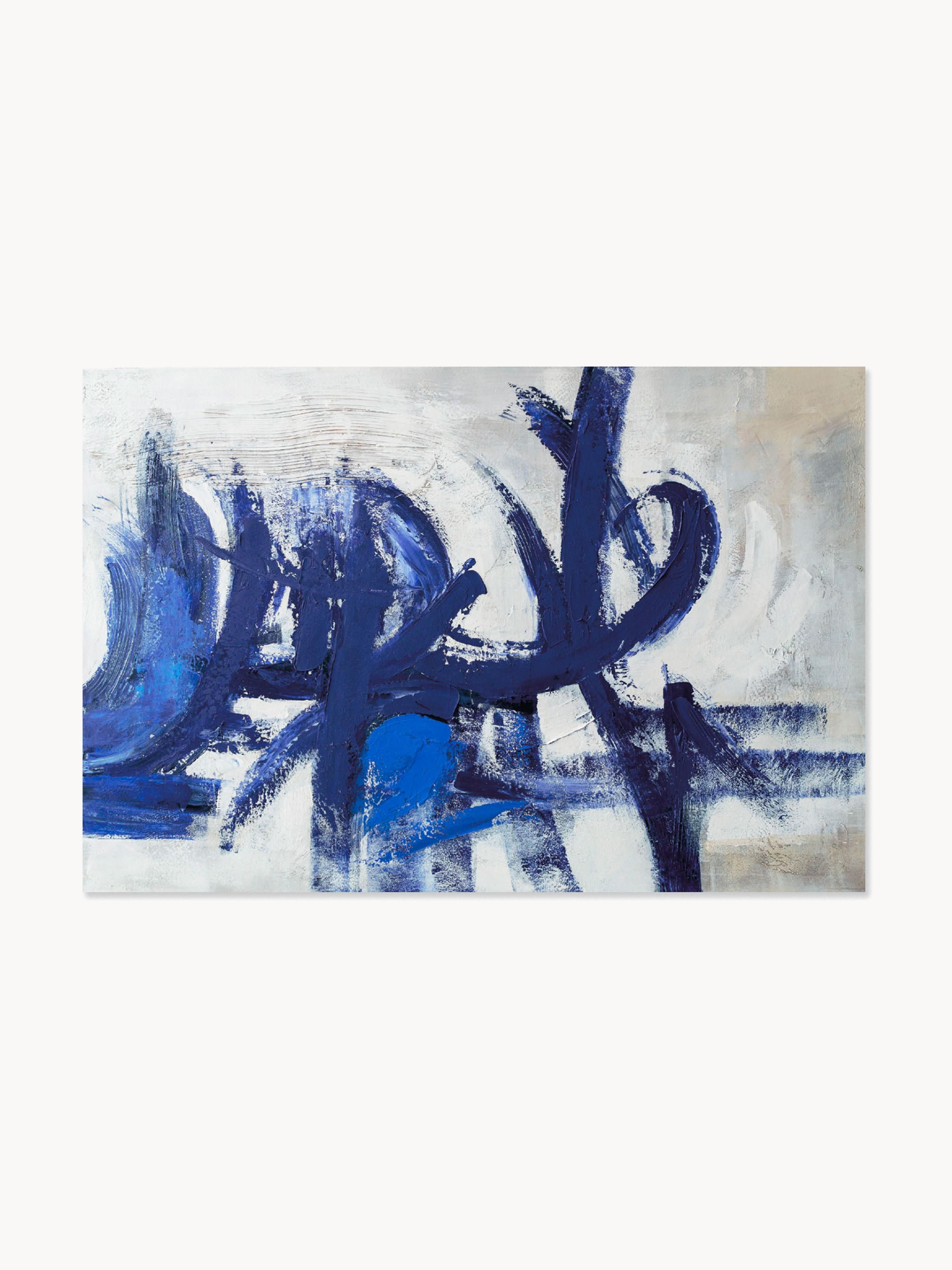 Handgemaltes Leinwandbild Blue Stroke