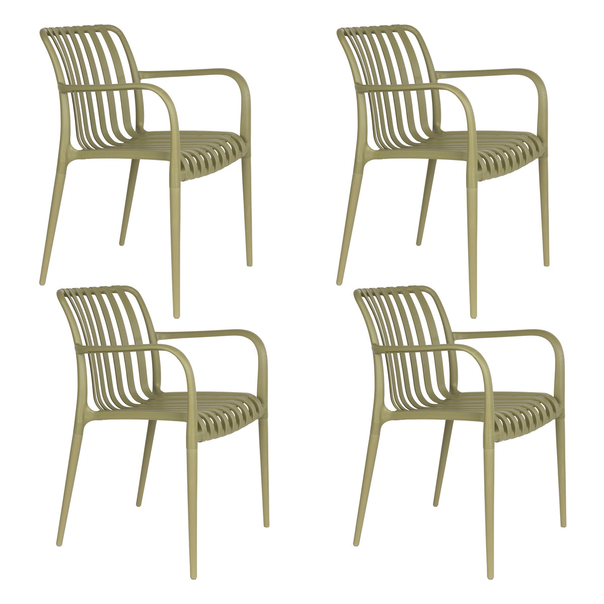 Housecraft Living Amae Tuinstoel Armleuning Kunststof Groen - Set van 4