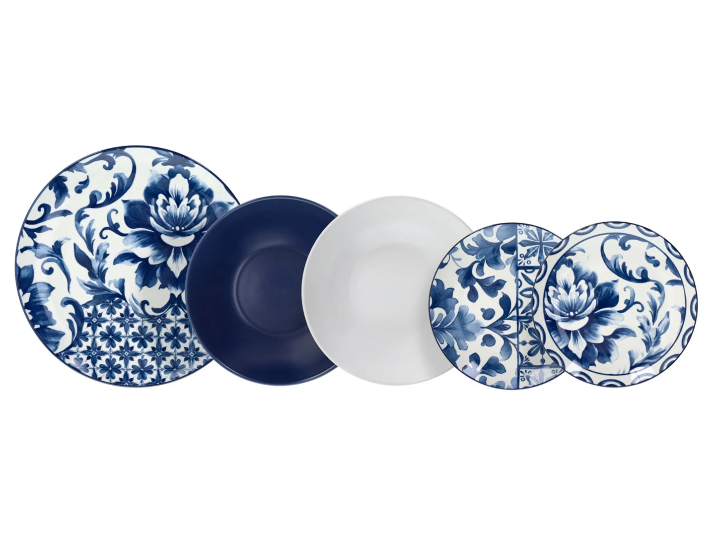 Komplet obiadowy porcelanowy Ortiga 18 el. niebieski