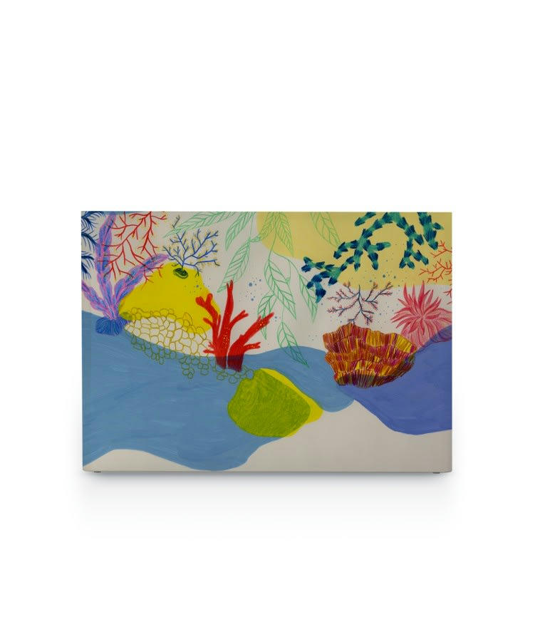 LA VIE AQUATIQUE - Tête de lit avec housse Bleu 180 cm