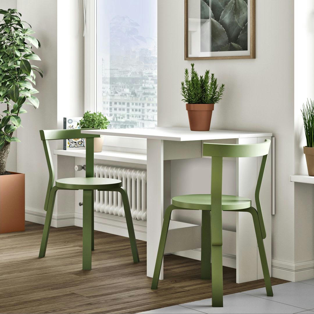 PAPILLON - Table effet bois blanc