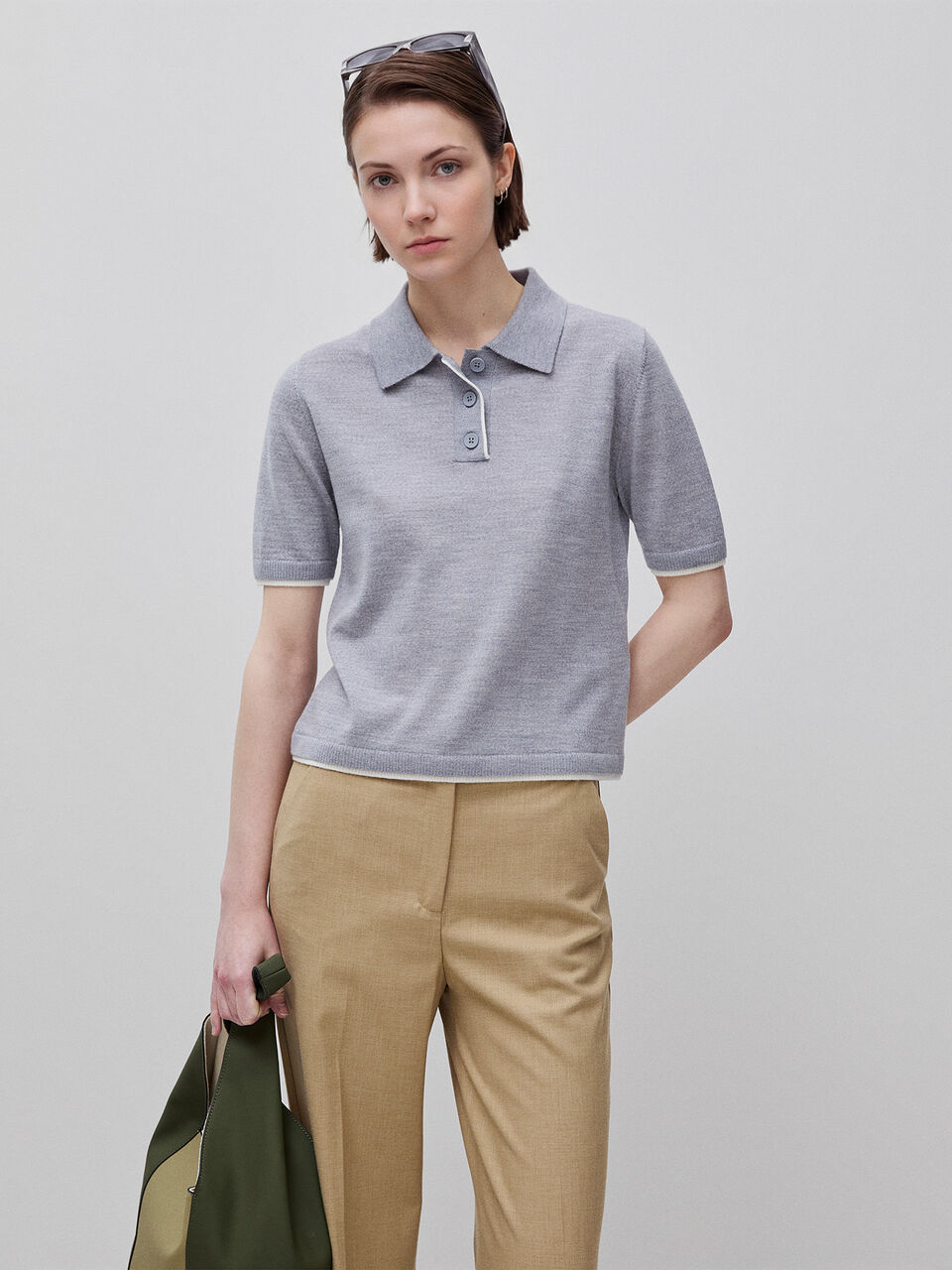 100% Merino wool polo shirt