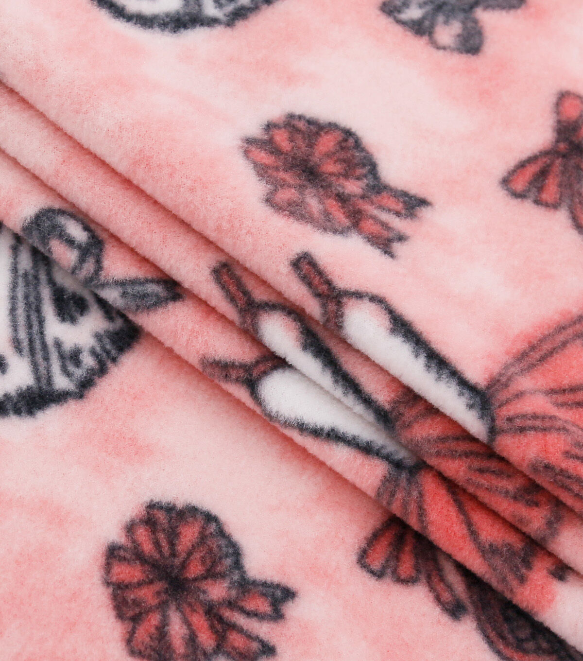 Ballerina Icons on Pink Anti Pill Fleece Fabric