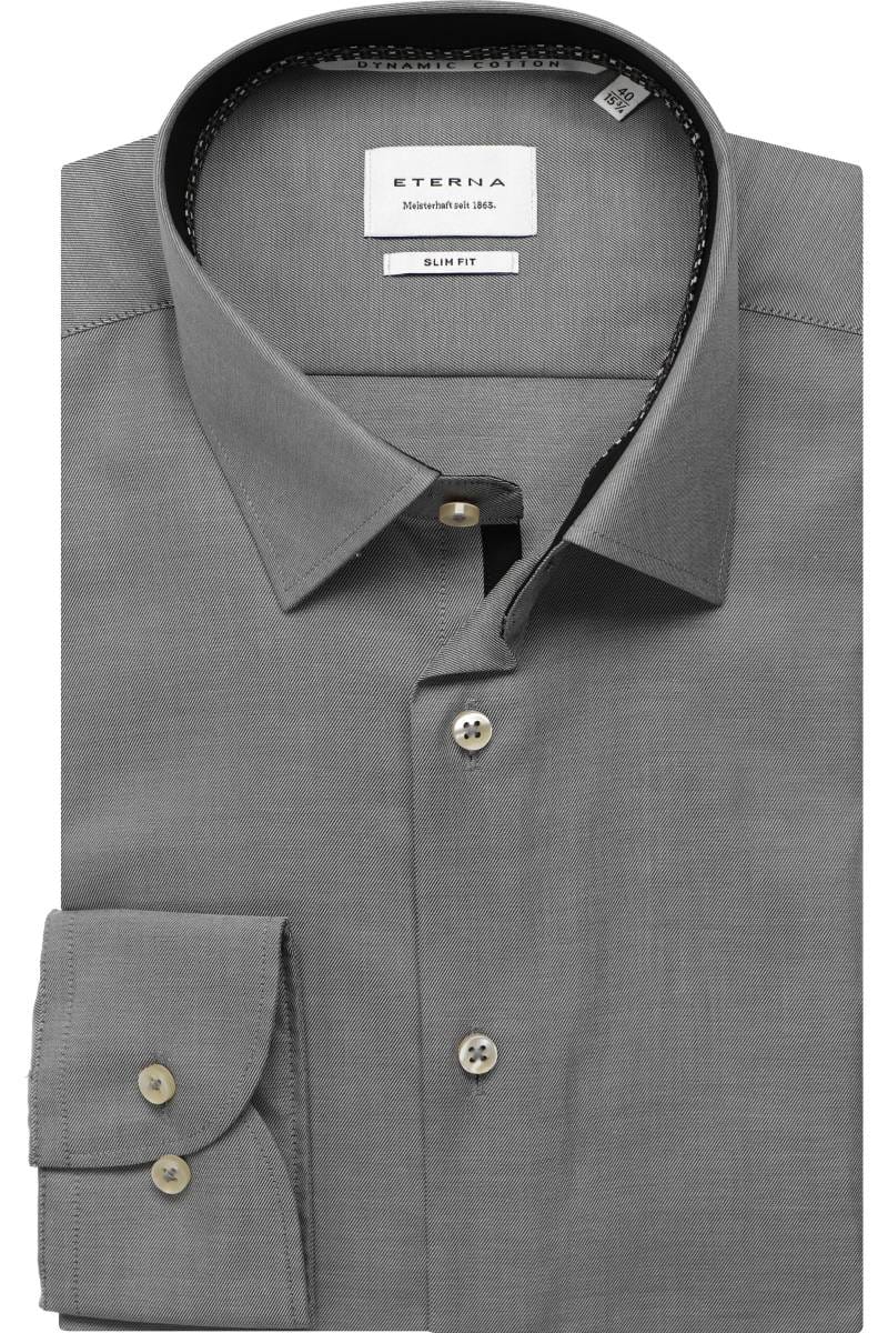 ETERNA Dynamic Cotton Slim Fit Hemd grau, Einfarbig